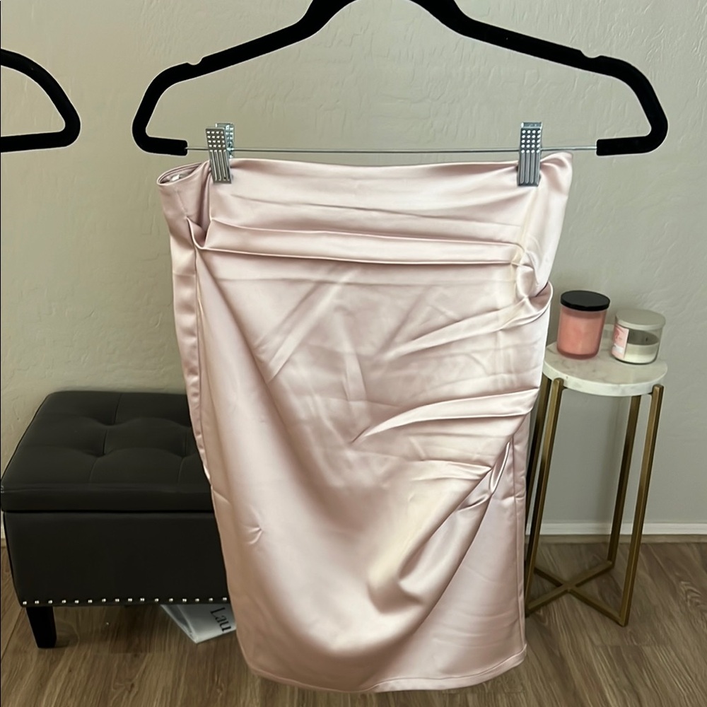 Elegant Satin Pink Skirt
